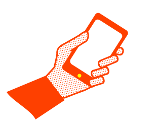 Hand som håller i en smartphone. Illustration