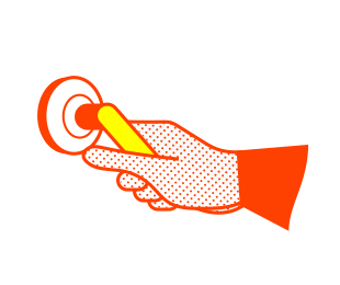 Hand som tar i ett dörrhandtag. Illustration